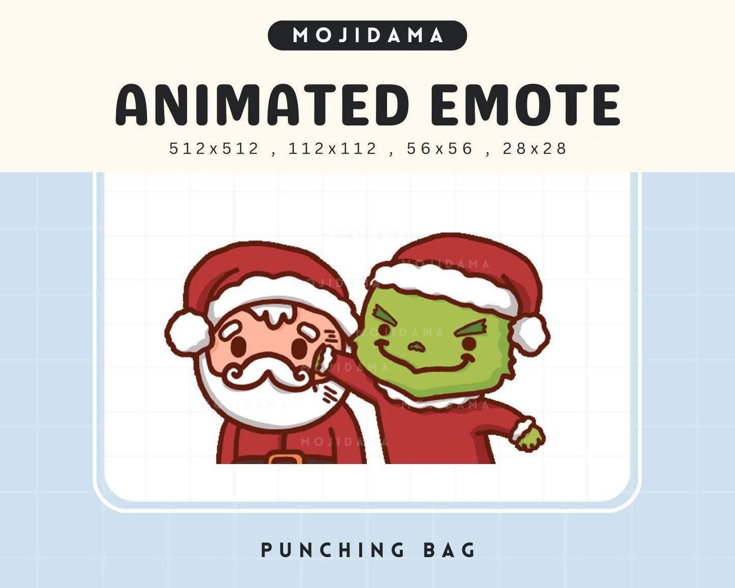 Grinch Santa Twitch Emotes Animation Punching Chibi Christmas Animated Grinchmas Santa Xmas Kawaii Emote Vtuber Streamer OBS Emot Youtube