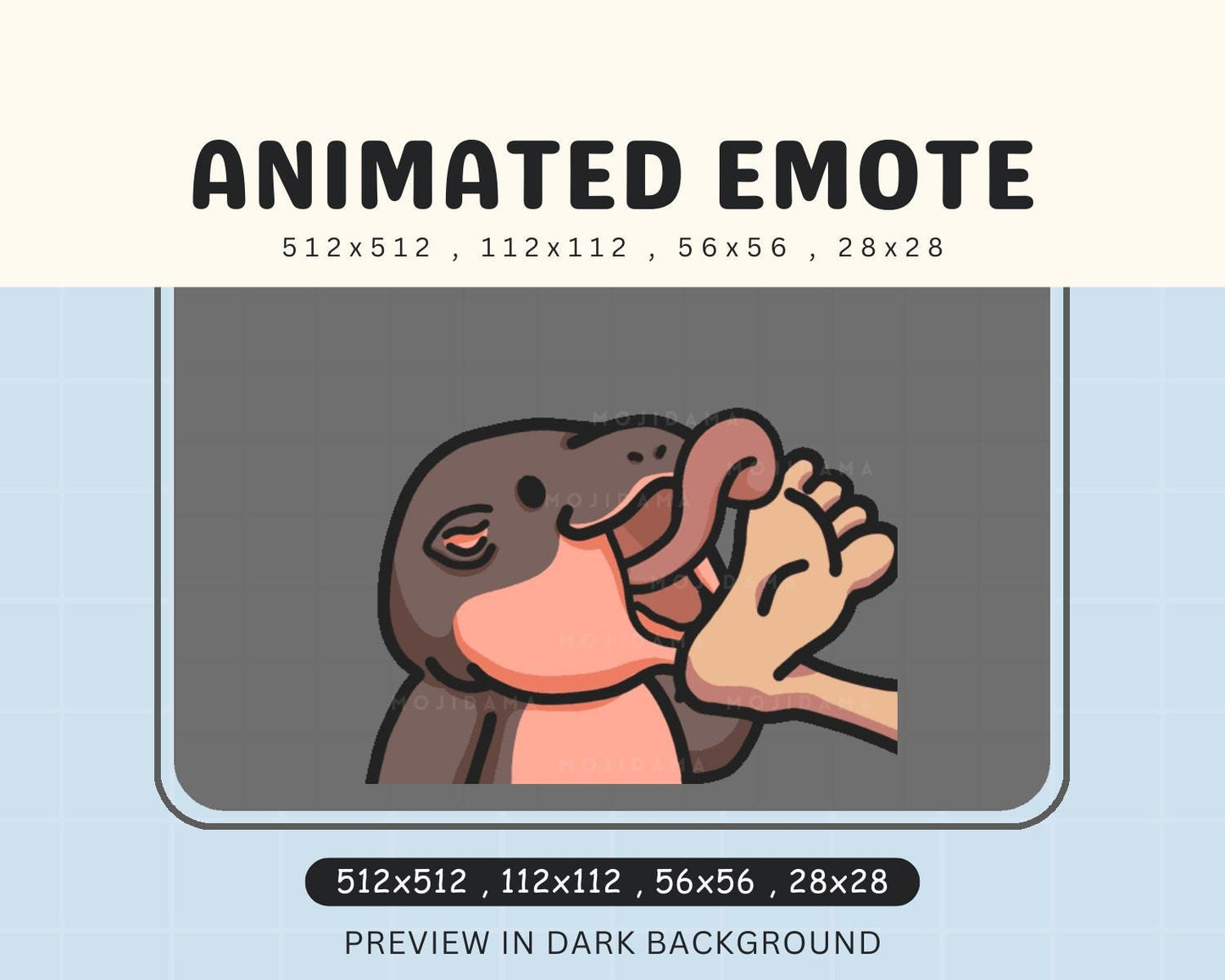 Chibi Moodeng Lick Kawaii Emote Vtuber Streamer Streaming Discord Emot