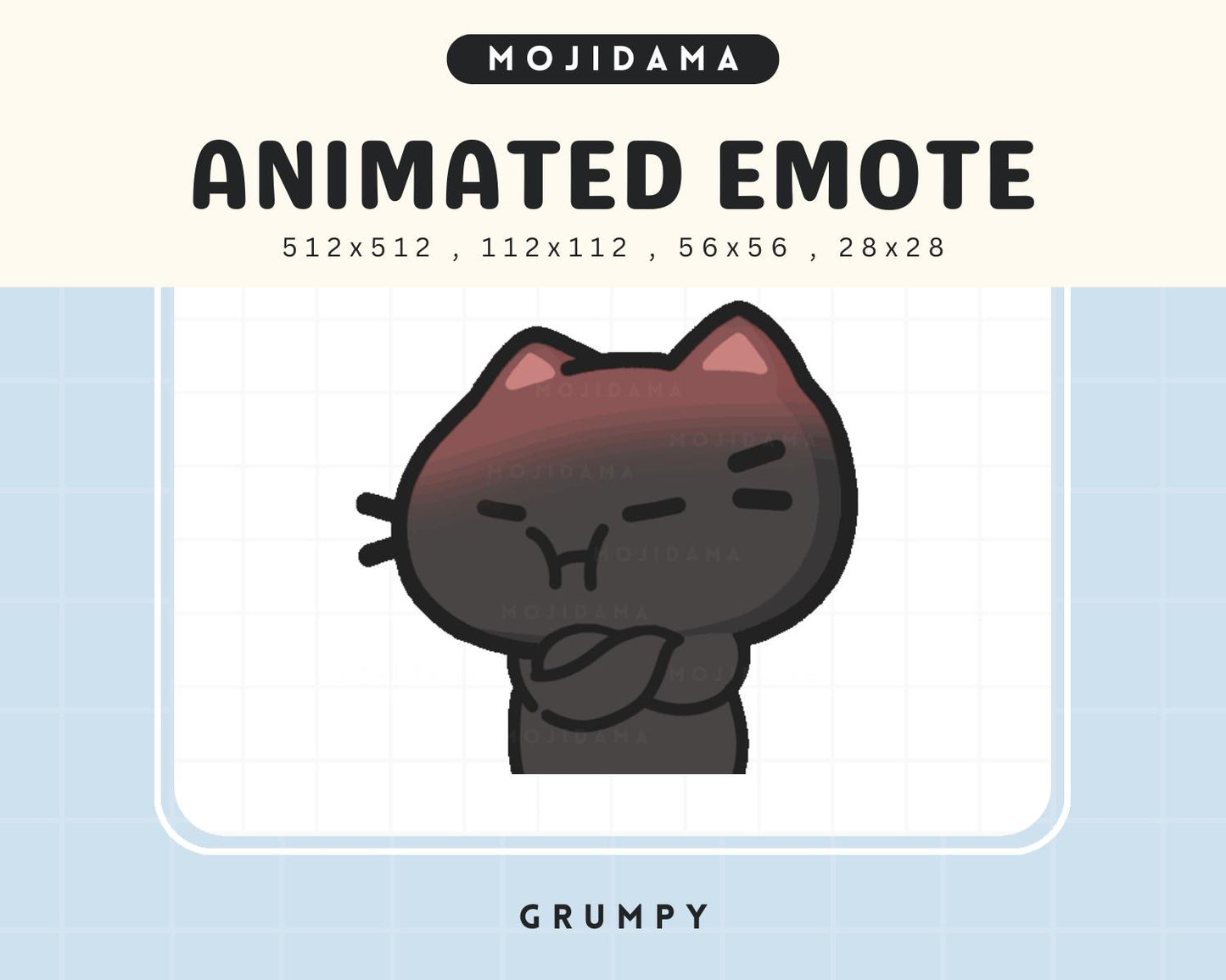 Black Cat Grumpy Emotes Twitch Animation