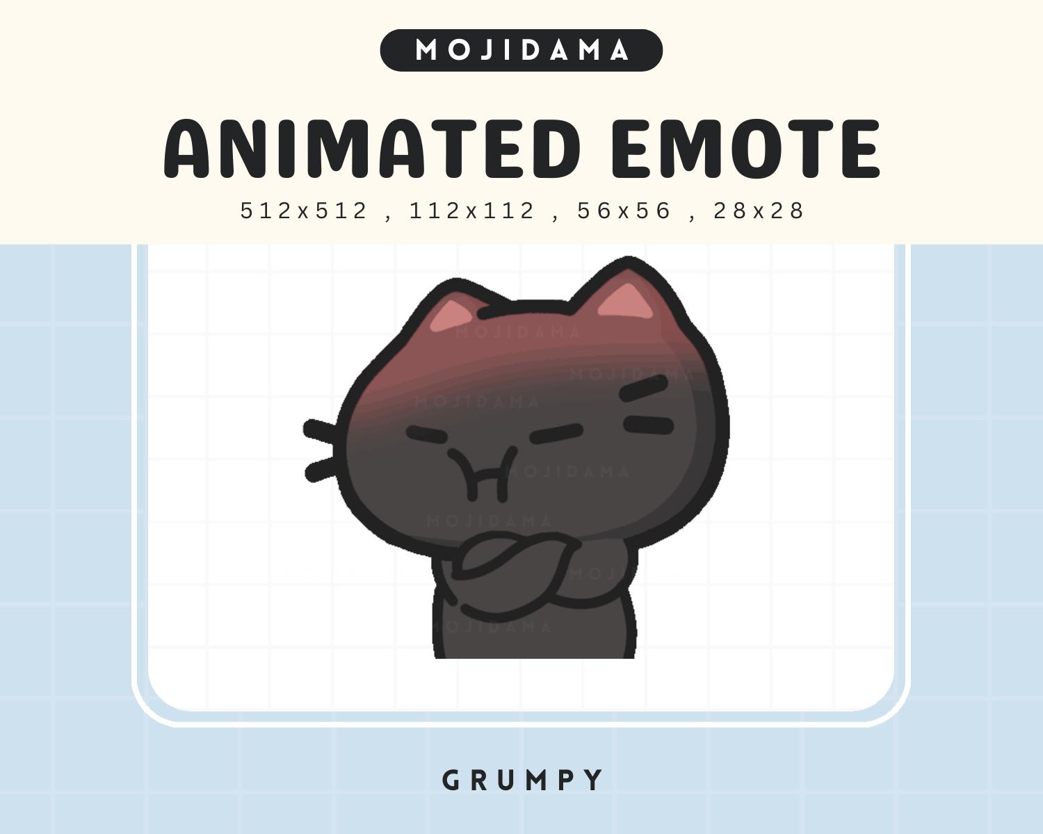 Black Cat Grumpy Emotes Twitch Animation