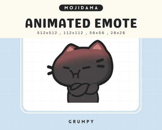 Black Cat Grumpy Emotes Twitch Animation