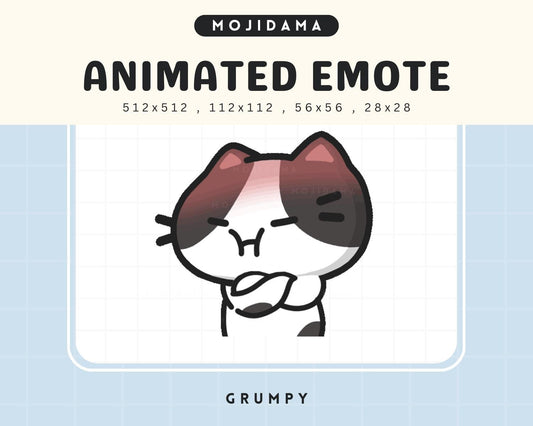 Cat Grumpy Emotes Twitch Animation Black White Chibi