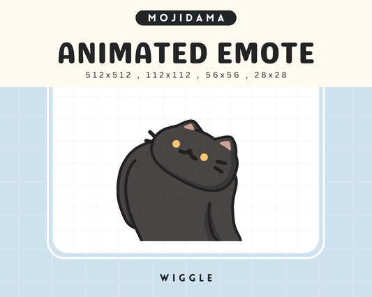 Black Cat Twitch Emotes Animation Wiggle Cute Chibi Animated Emot Kitty Kawaii Wiggling Emote Kitten Vtuber Streamer Live Discord Kick Emot