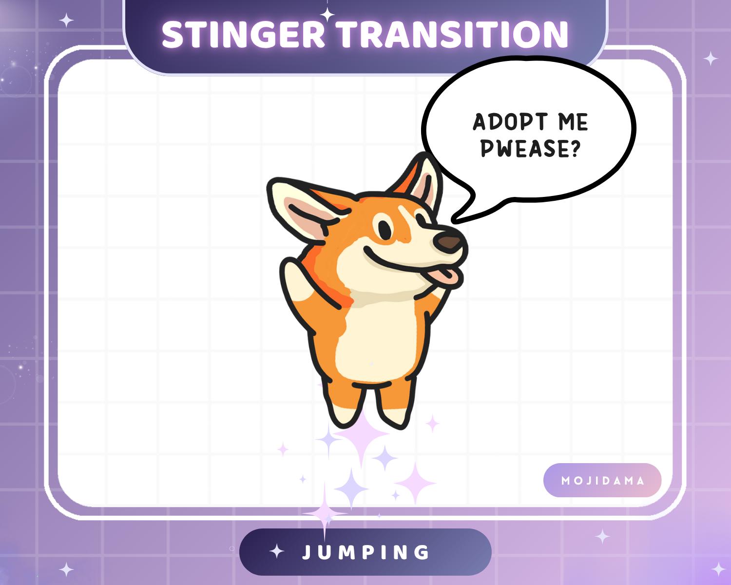 Corgi Dog Twitch Transition Jumping Stinger Obs Streamlabs Cute Jump Animation Gaming Switch Change Scene Screen Funny Vtuber Kick Youtube