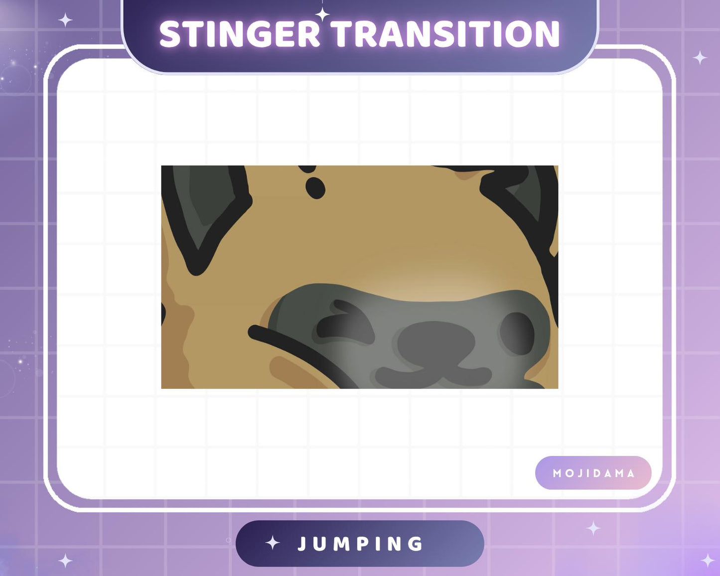 German Shepherd Dog Emotes Animation: Cute Chibi Twitch Animated Transition Stinger for Streaming on OBS, Streamlabs, Discord & YouTube