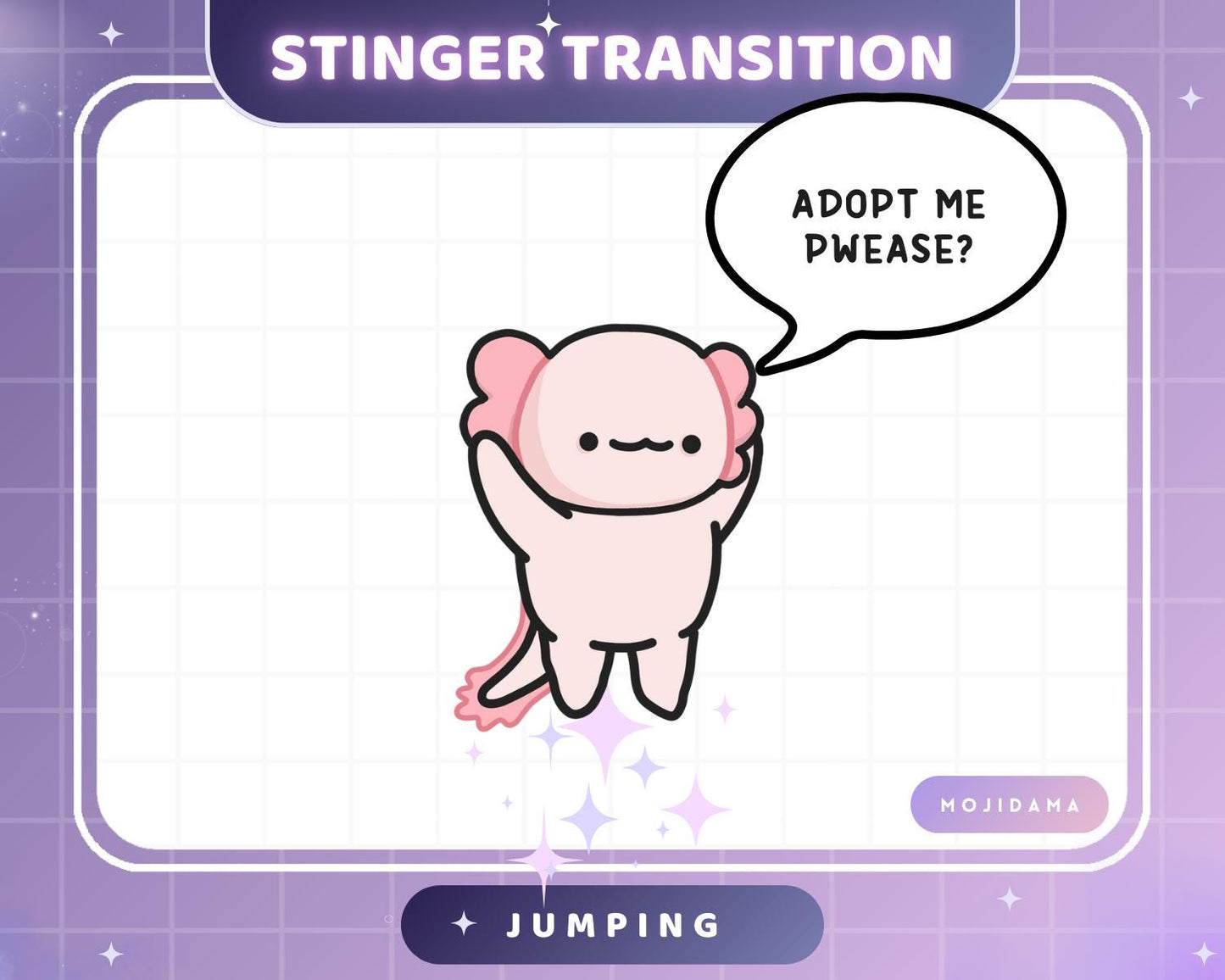 Axolotl Twitch Stinger Transition Jumping Animation Obs Streamlabs Cute Gaming Switch Change Scene Screen Funny Kawaii Vtuber Kick Youtube