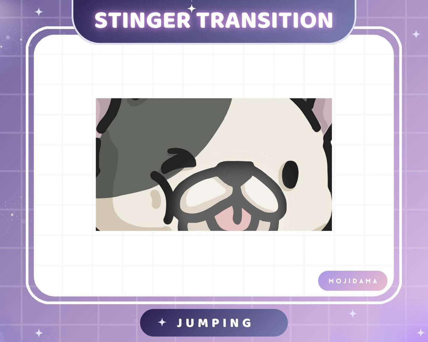 French Bulldog Dog Emotes Animation: Cute Chibi Twitch Animated Transition Stinger for Streaming on OBS, Streamlabs, Discord & YouTube