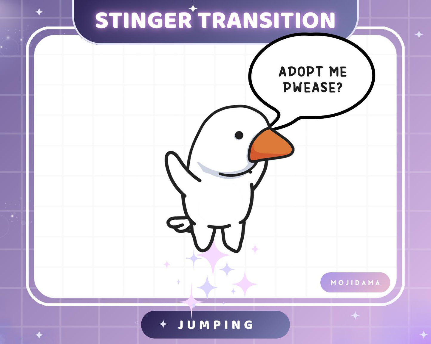 Silly Goose Twitch Transition Stinger Jumping Obs Streamlabs Cute Animation Gaming Switch Change Scene Screen Kawaii Vtuber Kick Youtube