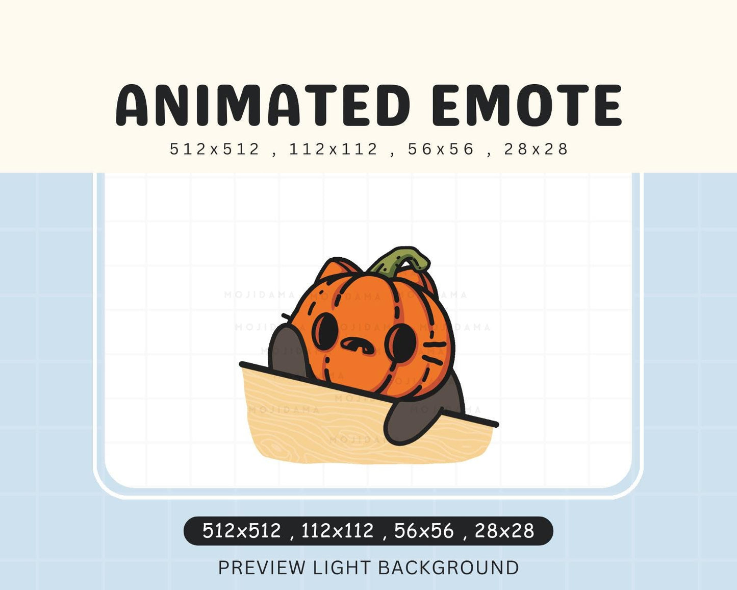 Pumpkin Cat Halloween Twitch Emote: Spooky Chibi Animation (Digital Download)