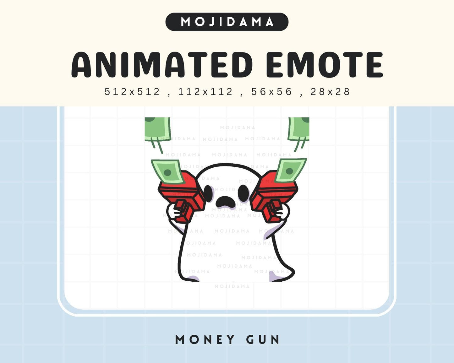 Animated Ghost Money Emote: Spooky Chibi Twitch/Discord Stream (Digital Download)