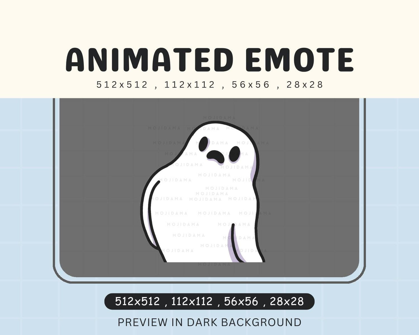Animated Wiggle Ghost Halloween Emote: Spooky Chibi Twitch/Discord/Kick (Digital Download)