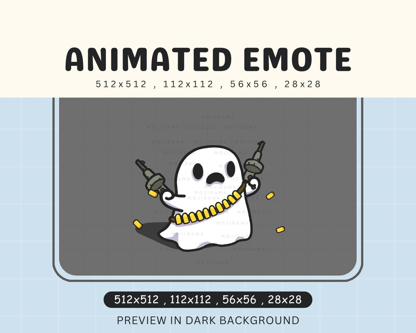 Ghost Halloween Emotes: Animated Spooky Shooting Funny Headshot Chibi Pack for Twitch Vtuber Discord YouTube Kick