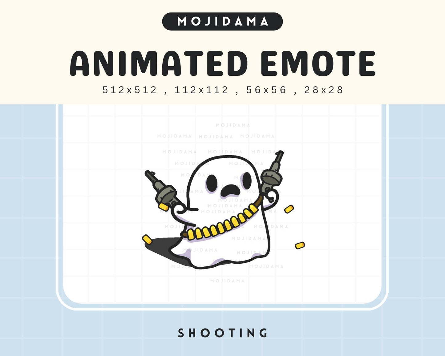 Ghost Halloween Emotes: Animated Spooky Shooting Funny Headshot Chibi Pack for Twitch Vtuber Discord YouTube Kick