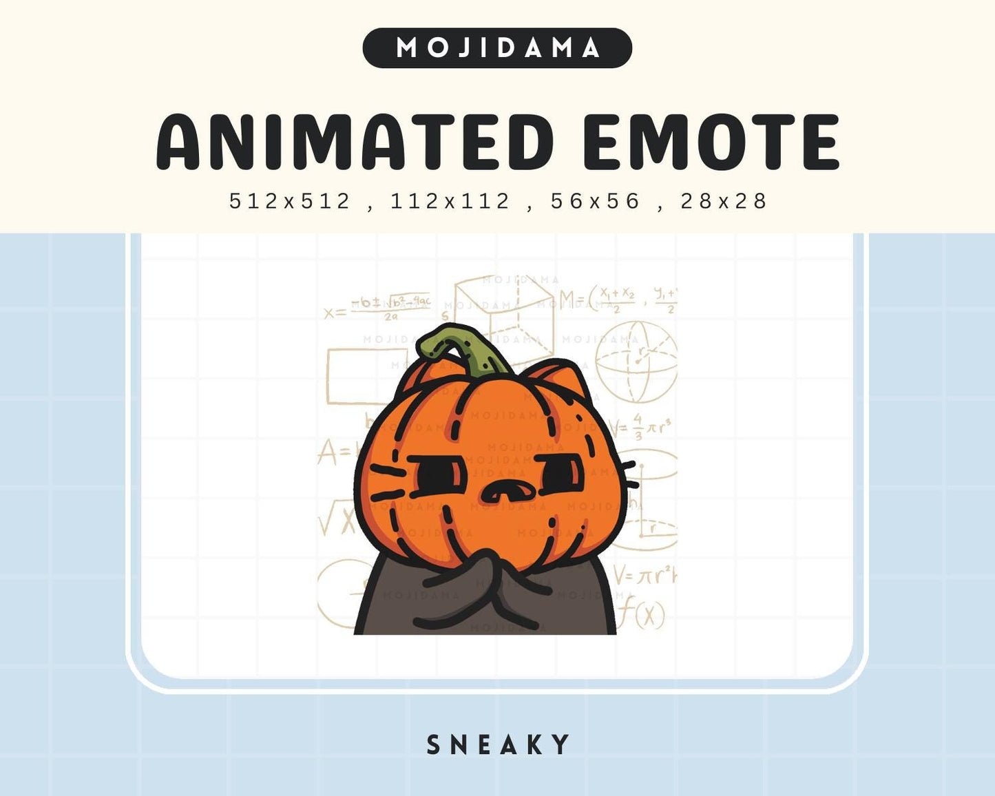 Pumpkin cat Halloween Emotes Twitch Sneaky Spooky Ghost Scary Animated Emote Animation Vtuber Live Stream Gaming Discord Youtube Obs Emot