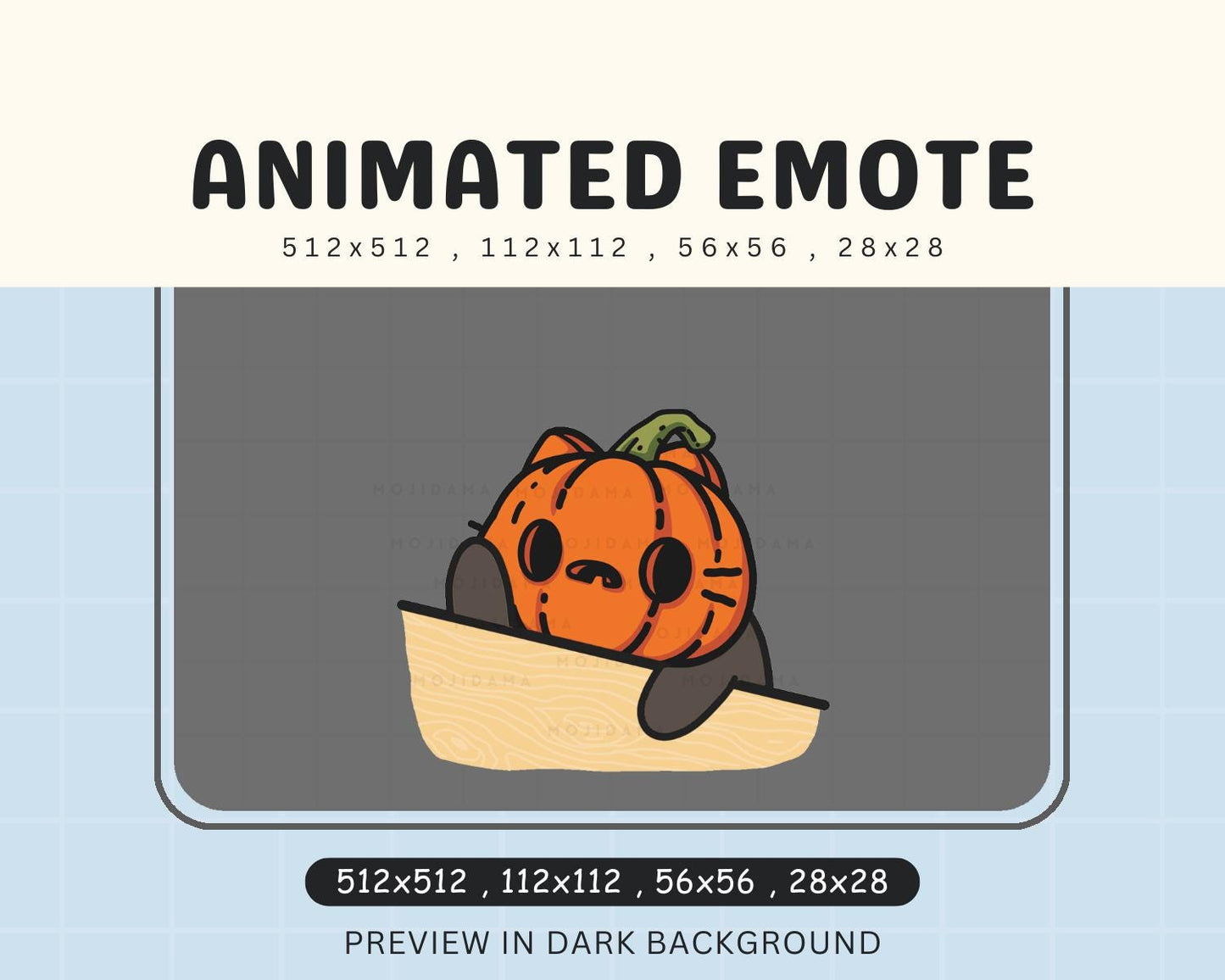 Pumpkin Cat Halloween Twitch Emote: Spooky Chibi Animation (Digital Download)