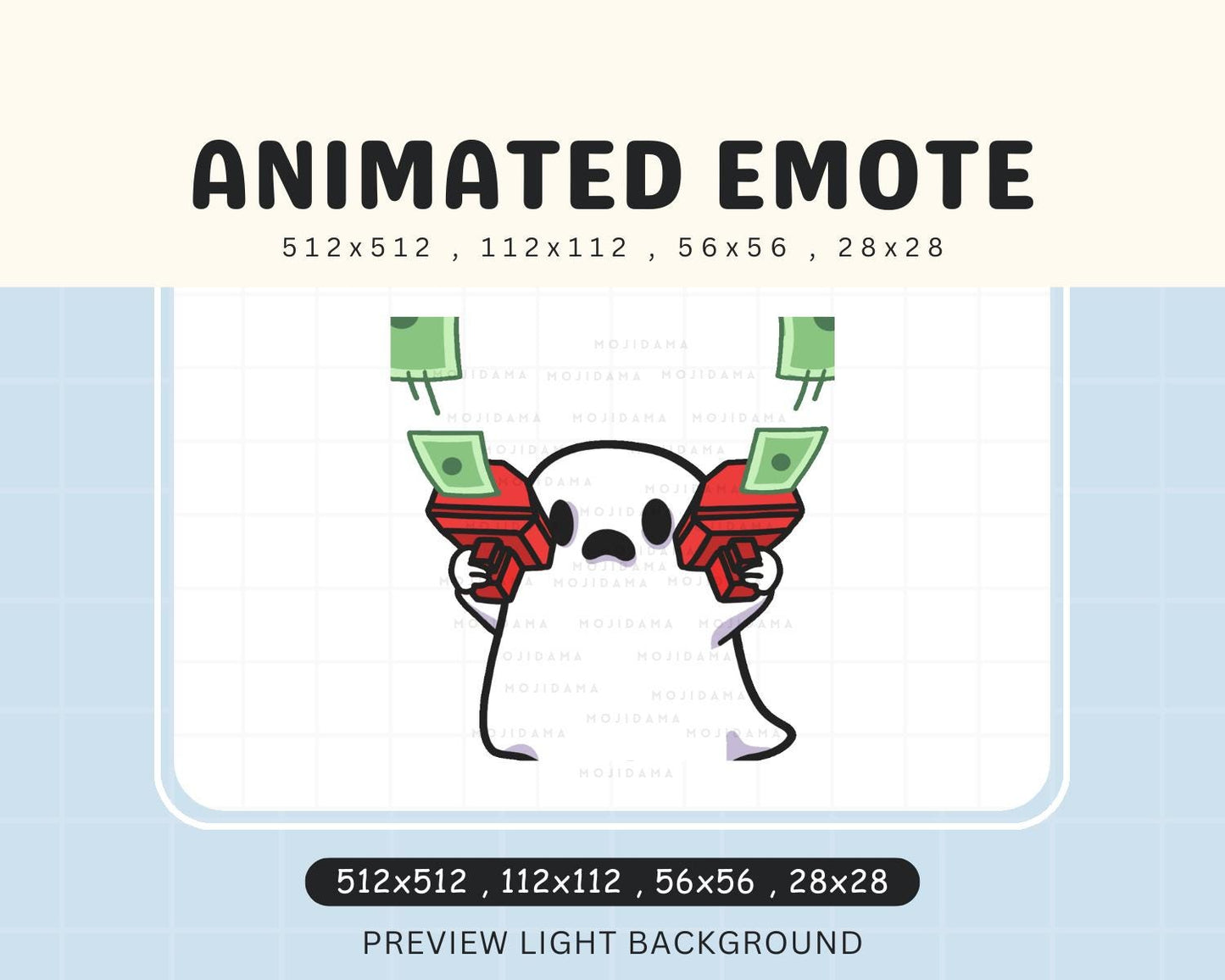 Animated Ghost Money Emote: Spooky Chibi Twitch/Discord Stream (Digital Download)