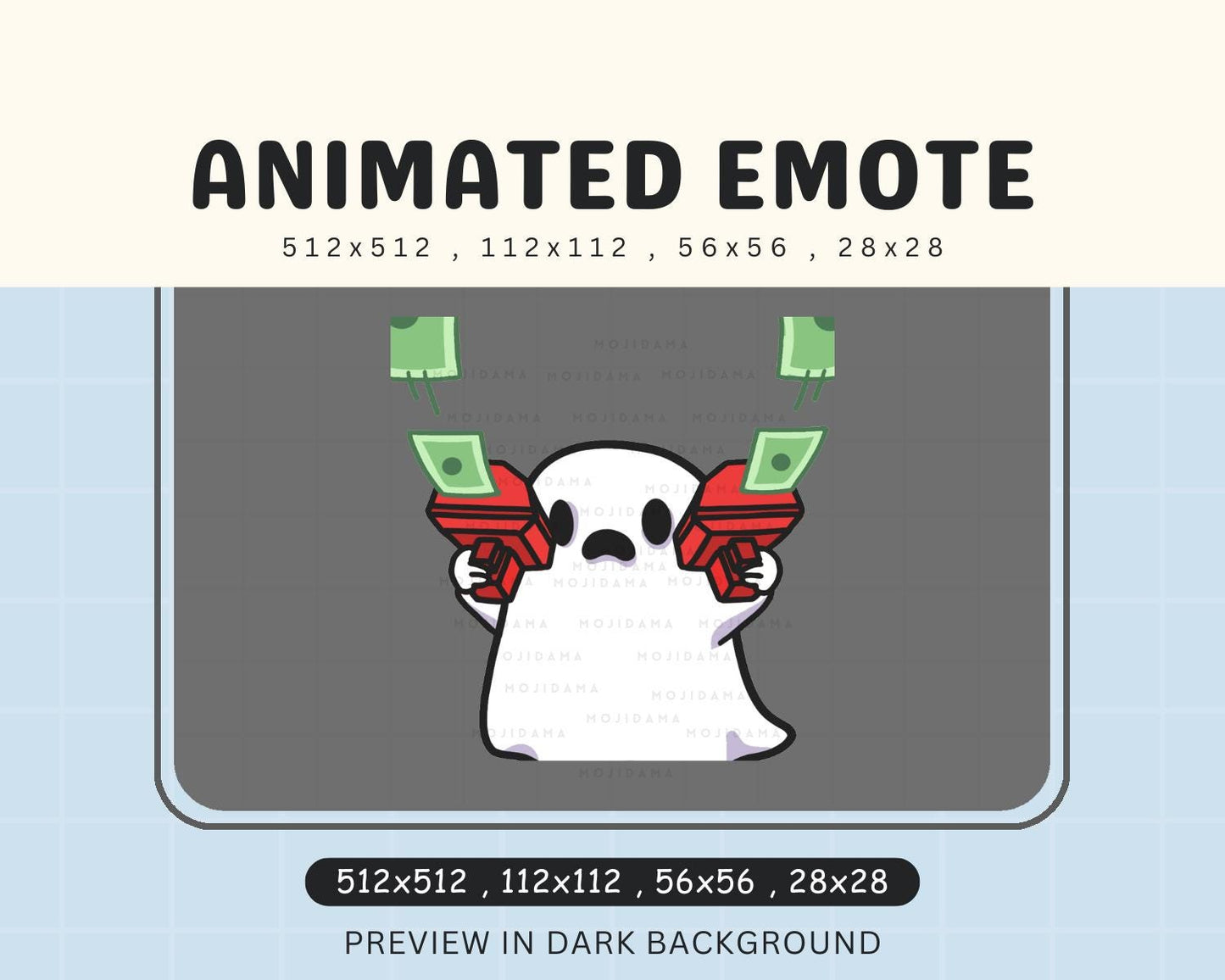 Animated Ghost Money Emote: Spooky Chibi Twitch/Discord Stream (Digital Download)