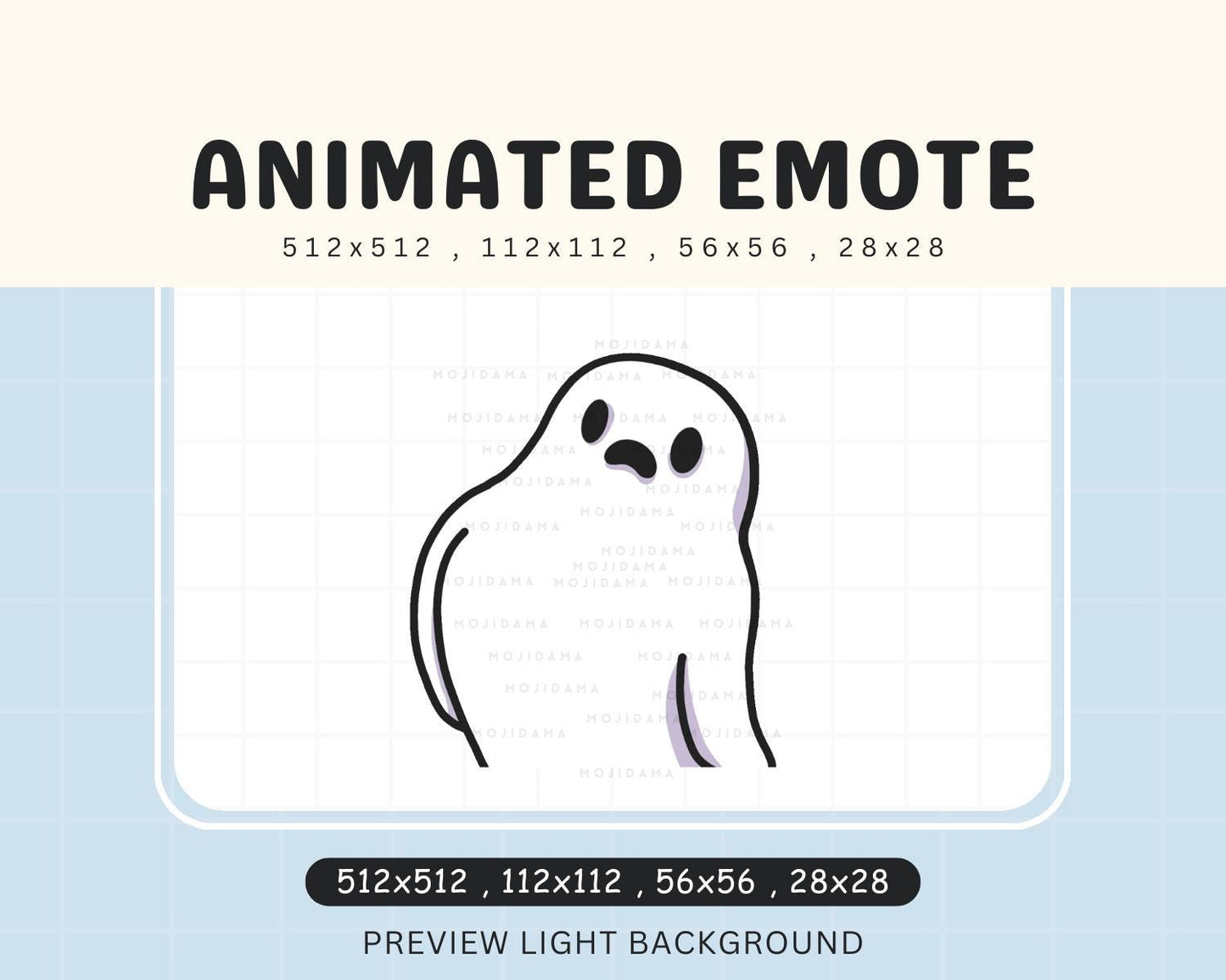 Animated Wiggle Ghost Halloween Emote: Spooky Chibi Twitch/Discord/Kick (Digital Download)