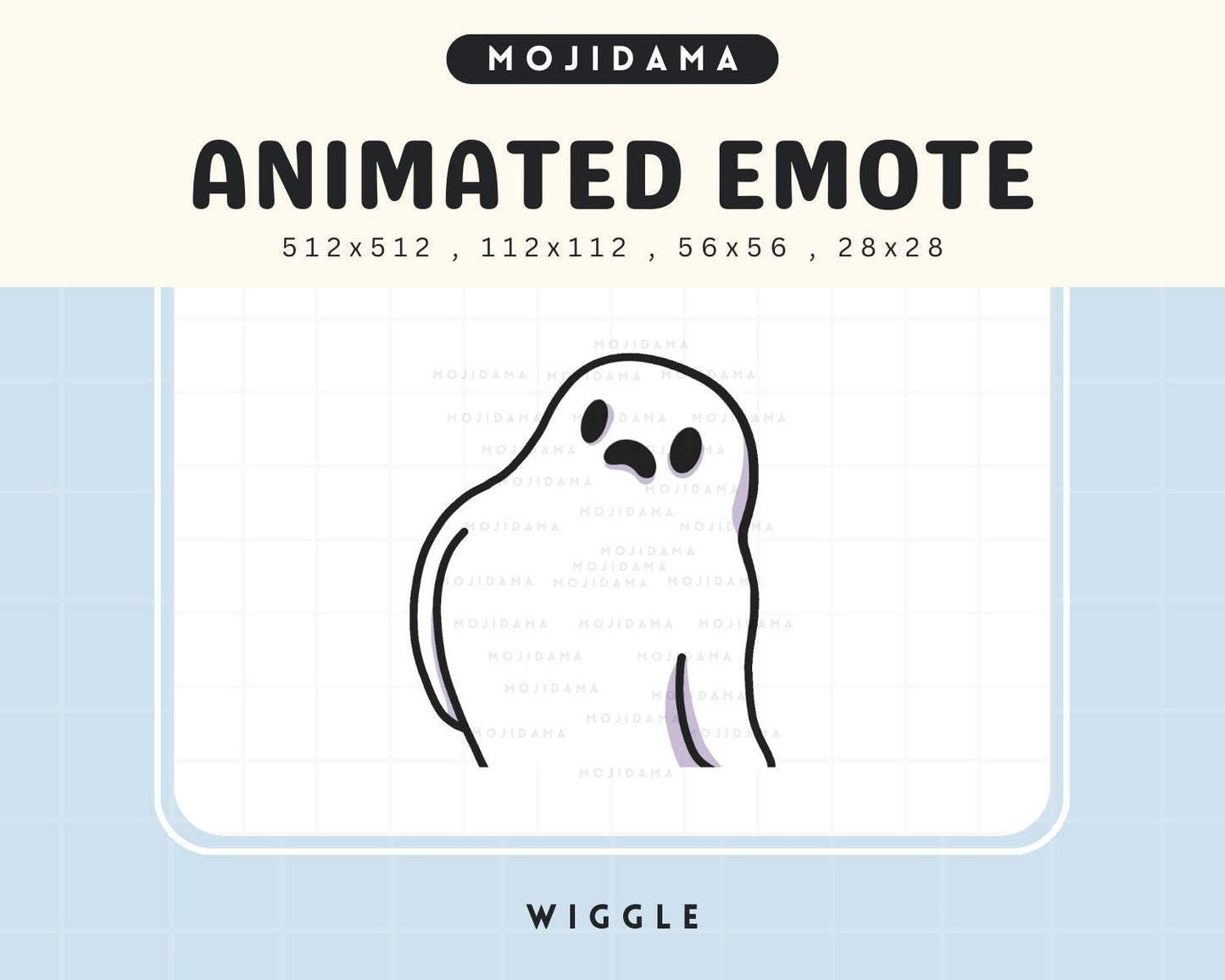 Animated Wiggle Ghost Halloween Emote: Spooky Chibi Twitch/Discord/Kick (Digital Download)