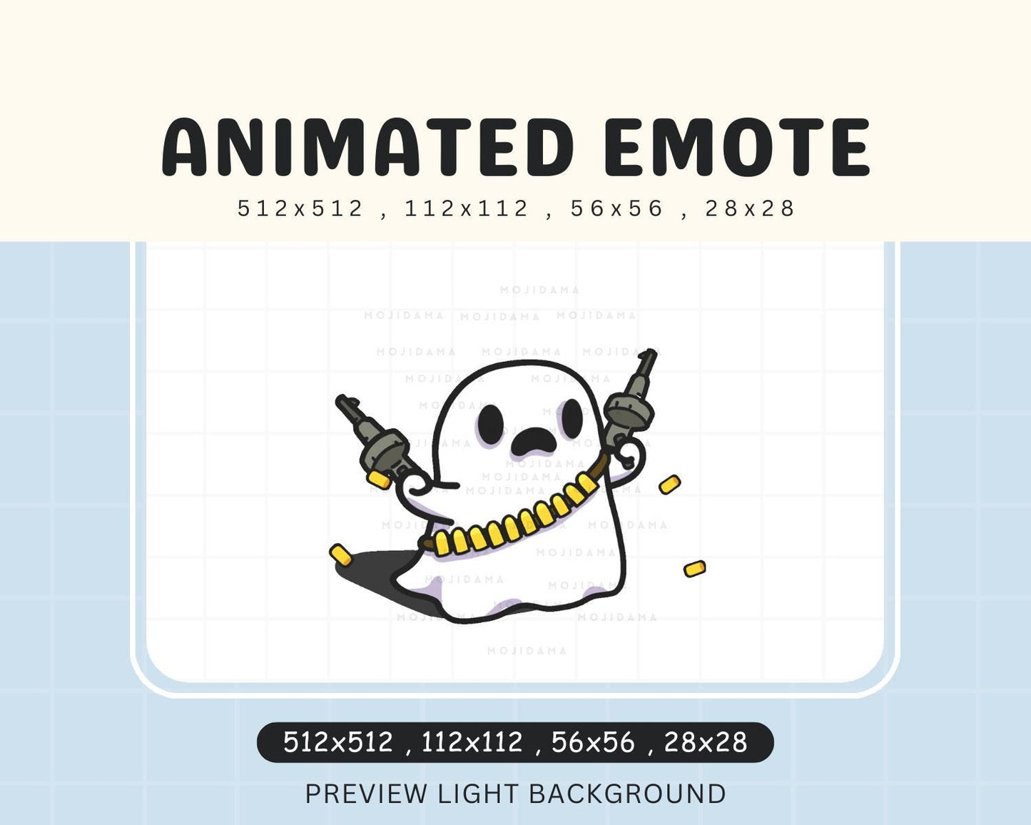 Ghost Halloween Emotes: Animated Spooky Shooting Funny Headshot Chibi Pack for Twitch Vtuber Discord YouTube Kick