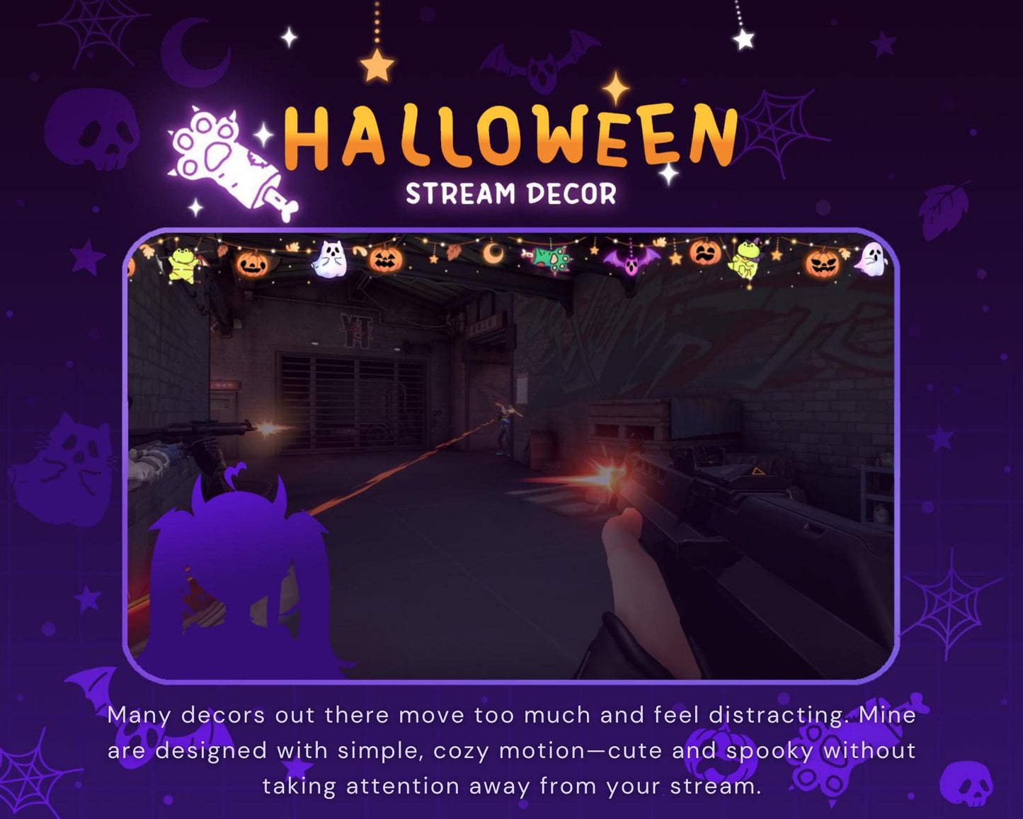 Animated Halloween Twitch Decoration Overlays: Frog Cute Stream Pumpkin Ghost Streamer Vtuber