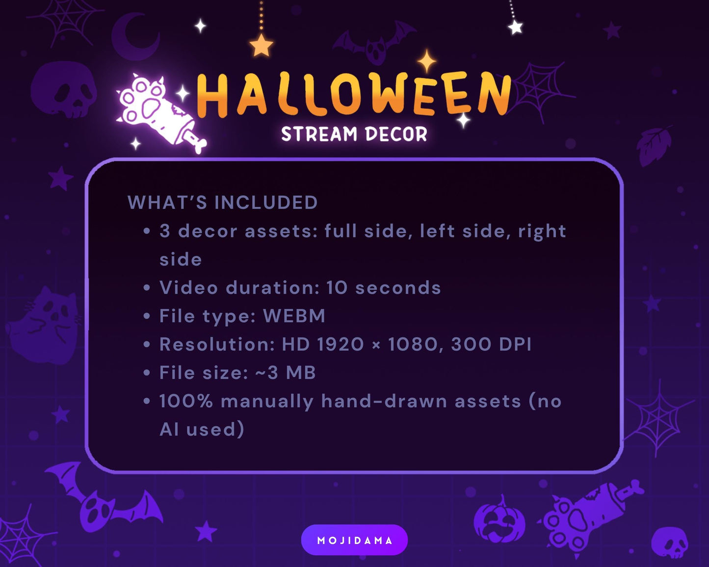 Animated Twitch Halloween Decoration Overlays: Cute Ghost Cozy Dark Decor Pumpkin Streamer Vtuber