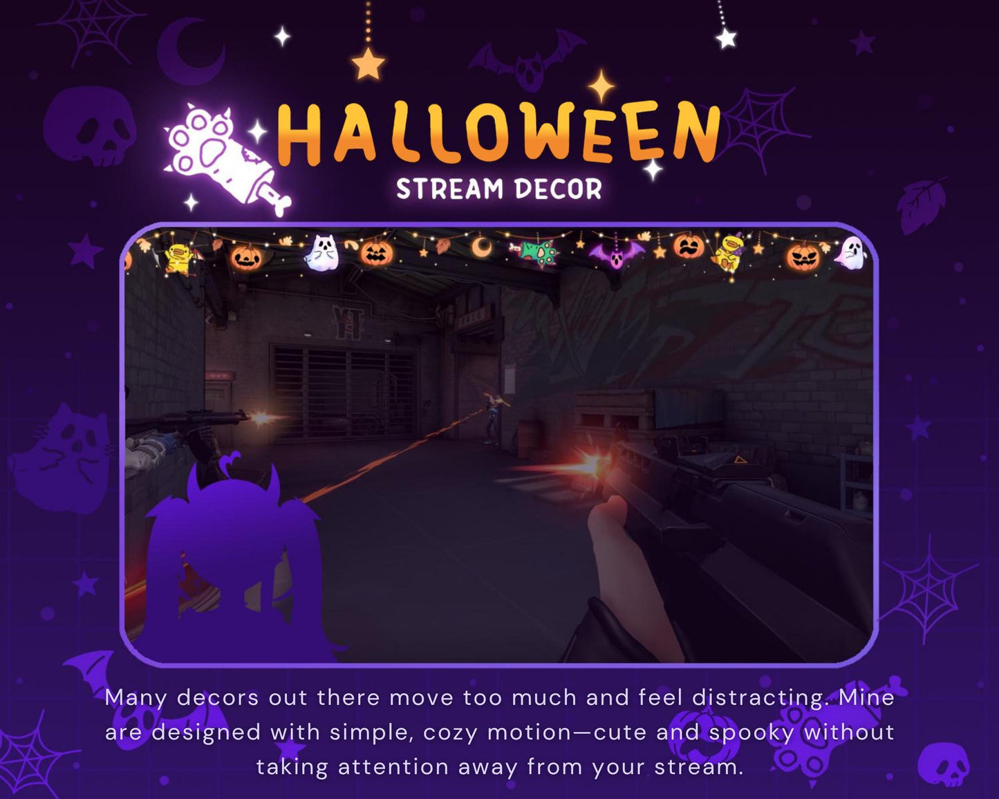 Halloween Duck Twitch Decoration Stream : Animated Cute Pumpkin Ghost Streamer Vtuber