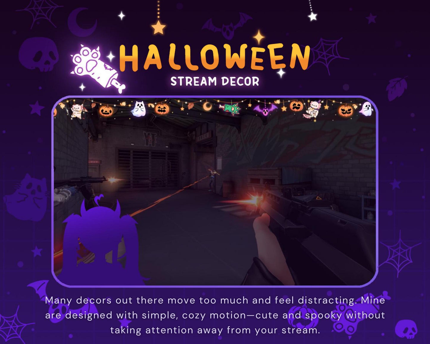 Axolotl Halloween Twitch Decoration Stream: Animated Cute Pumpkin Ghost Streamer Vtuber
