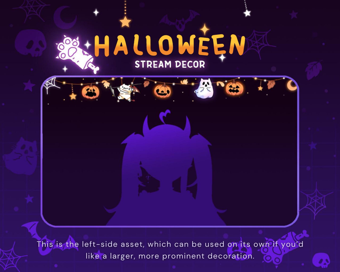 Cat Twitch Halloween Stream Decoration: Animated White Kitty Cute Pumpkin Ghost