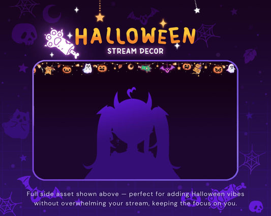 Cat Twitch Halloween Decoration Stream: Kitty Animated Cute Pumpkin Ghost Vtuber