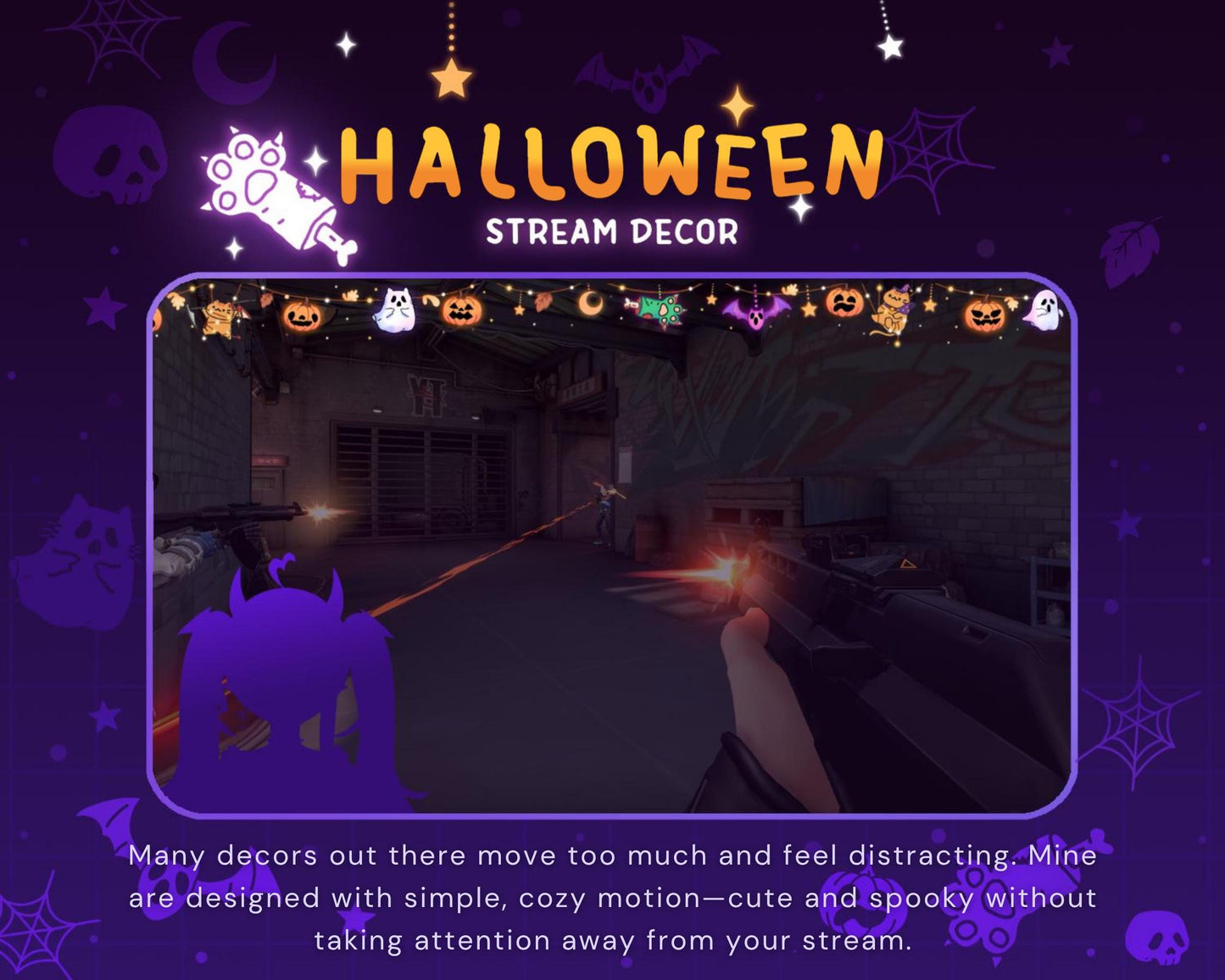Cat Twitch Halloween Decoration Stream: Kitty Animated Cute Pumpkin Ghost Vtuber