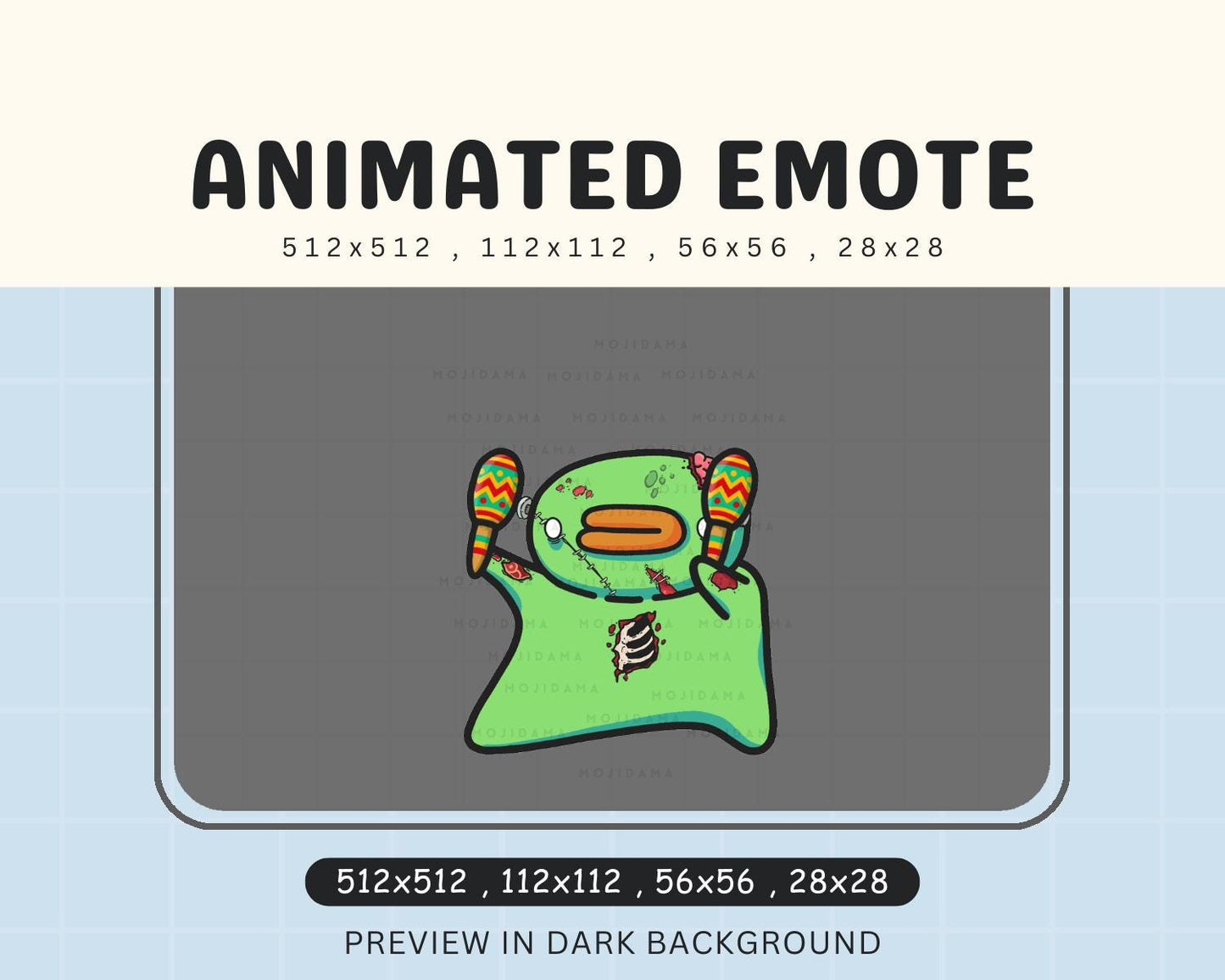 Zombie Duck Dance Emotes Animated: Cute Stream Chibi Emote Twitch Streaming Vtuber