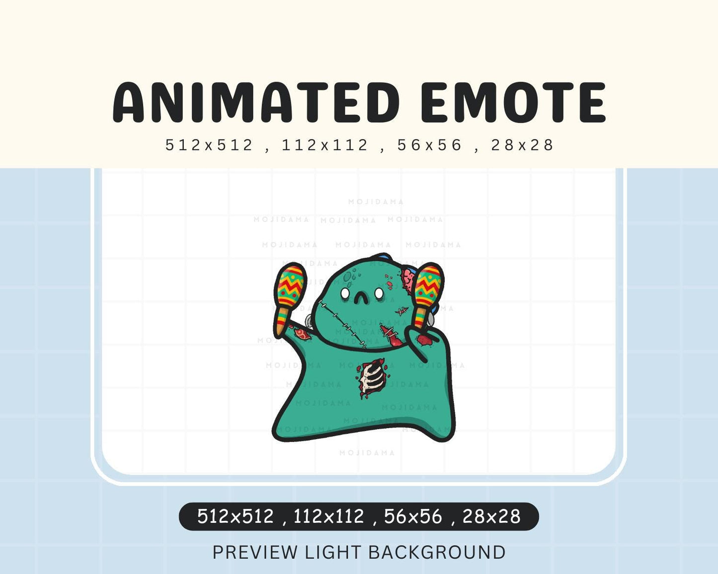 Halloween Godzilla Dance Emotes Zombie: Cute Animated Twitch Live Streaming