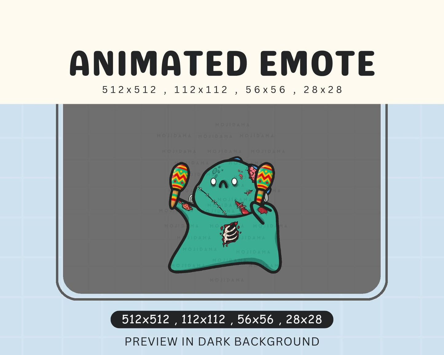 Halloween Godzilla Dance Emotes Zombie: Cute Animated Twitch Live Streaming