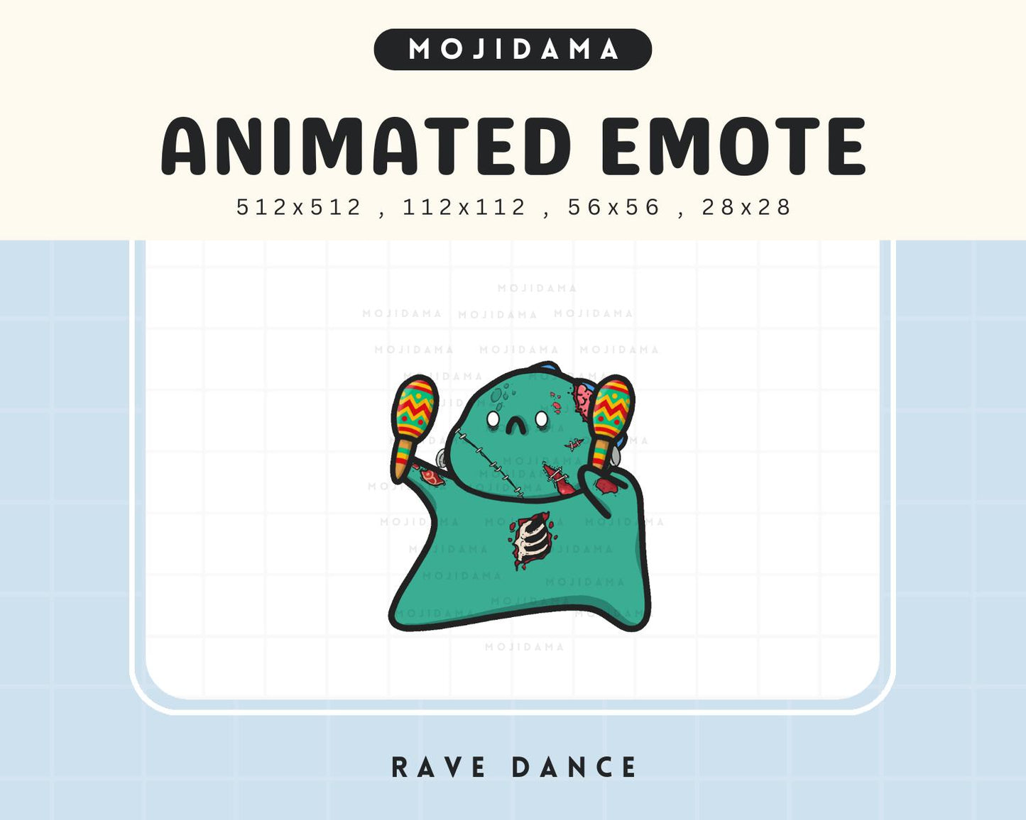 Halloween Godzilla Dance Emotes Zombie: Cute Animated Twitch Live Streaming