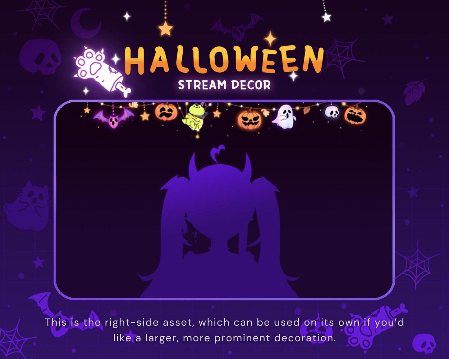 Animated Halloween Twitch Decoration Overlays: Frog Cute Stream Pumpkin Ghost Streamer Vtuber
