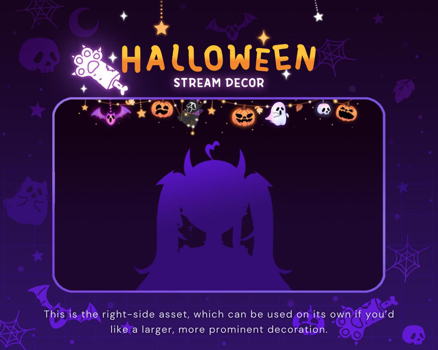 Animated Twitch Halloween Decoration Overlays: Cute Ghost Cozy Dark Decor Pumpkin Streamer Vtuber