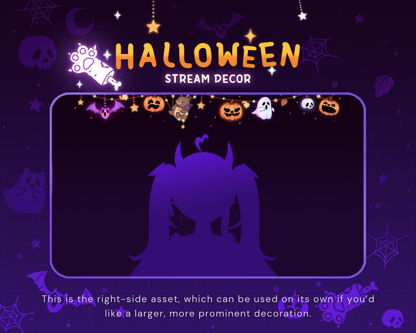 Bear Halloween Twitch Decoration: Animated Cute Stream Pumpkin Ghost Streamer Vtuber