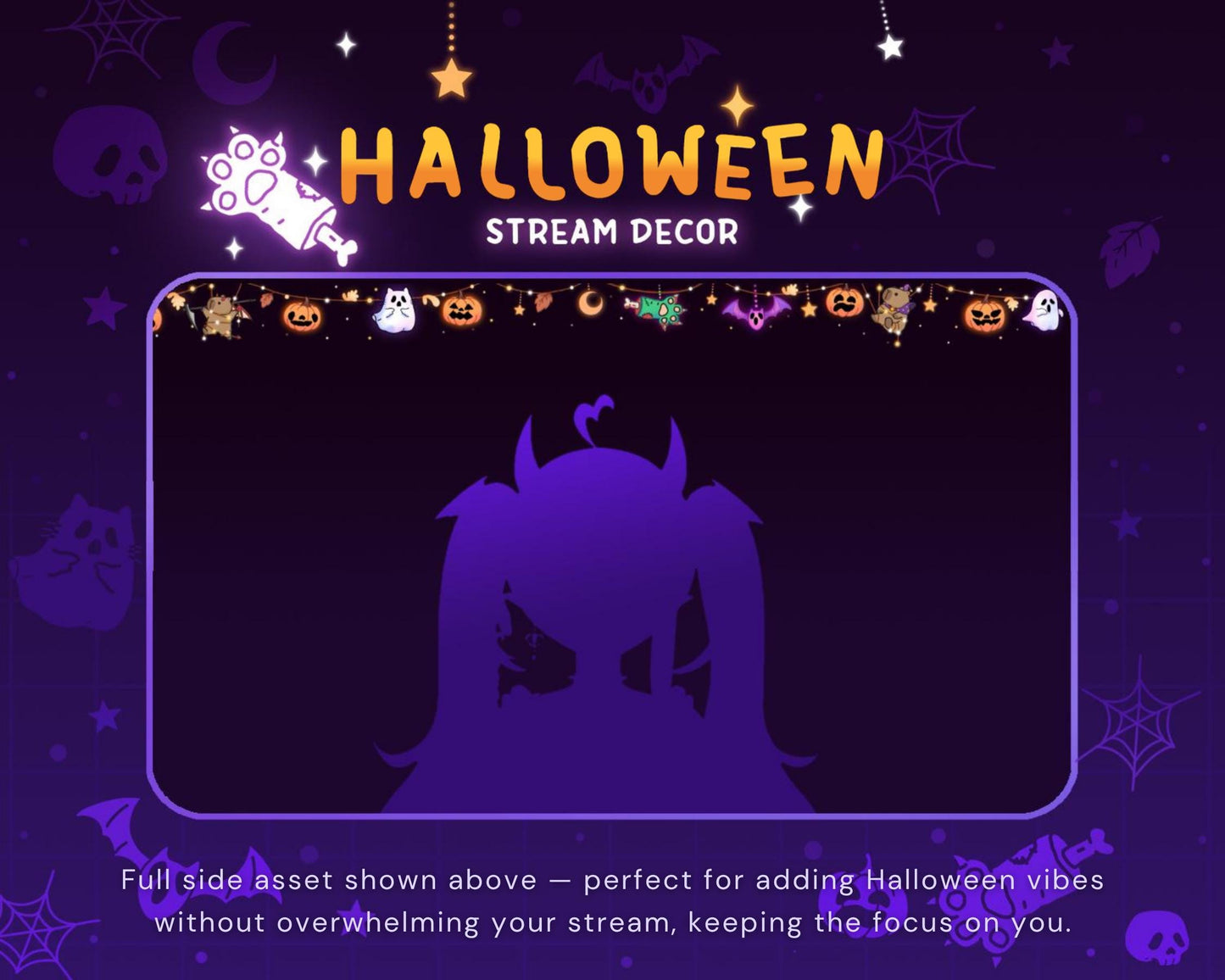 Capybara Halloween Twitch Decoration Stream: Animated Cute Pumpkin Ghost Streamer Vtuber