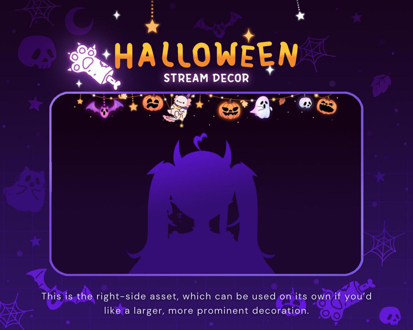 Axolotl Halloween Twitch Decoration Stream: Animated Cute Pumpkin Ghost Streamer Vtuber