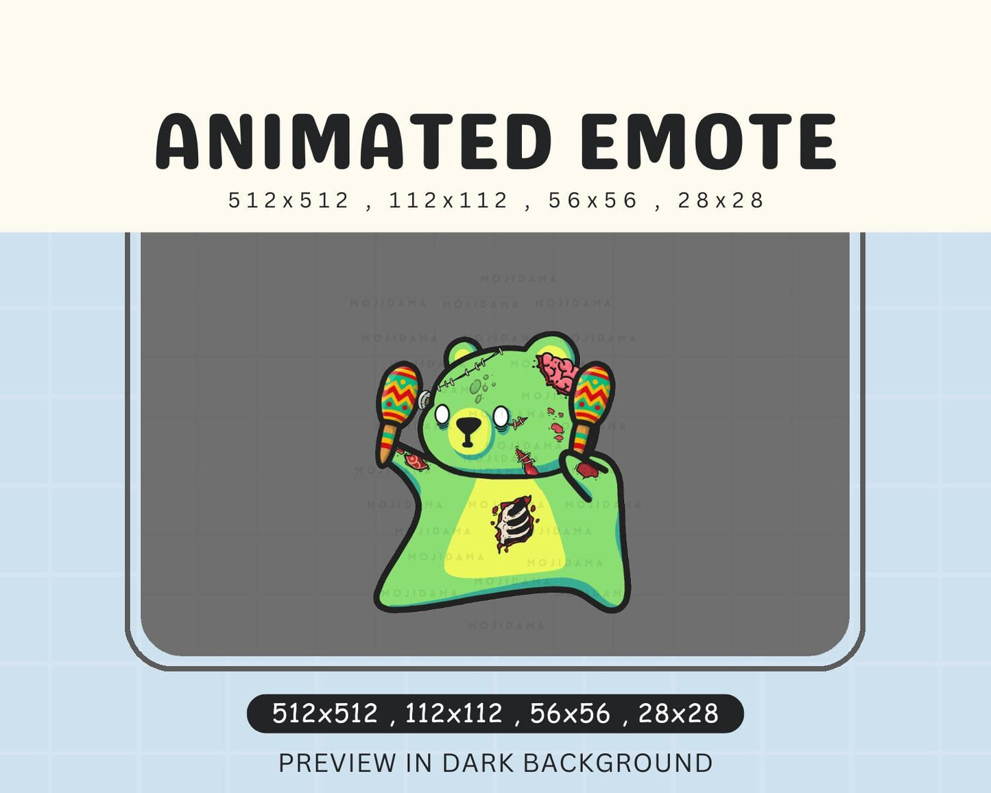 Bear Rave Dance Emotes: Cute Halloween Animated Twitch Emote Vtuber Streamer