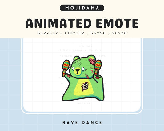 Bear Rave Dance Emotes: Cute Halloween Animated Twitch Emote Vtuber Streamer