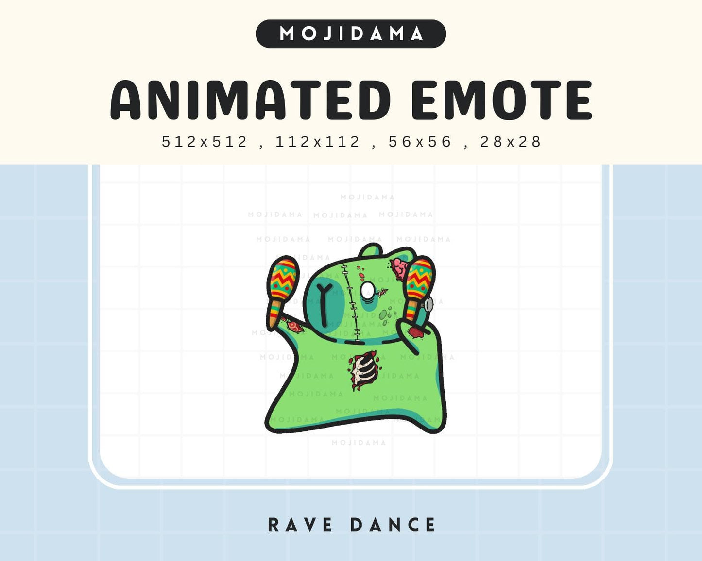 Capybara Dance Emotes Halloween Twitch: Zombie Cute Animated Vtuber Streaming