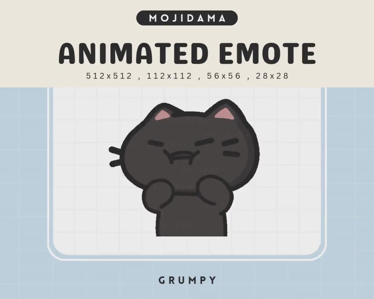 Grumpy Cat Emote: Animated Black Kitty Chibi (Digital Download)