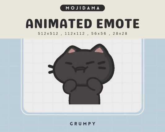 Grumpy Cat Emote: Animated Black Kitty Chibi (Digital Download)