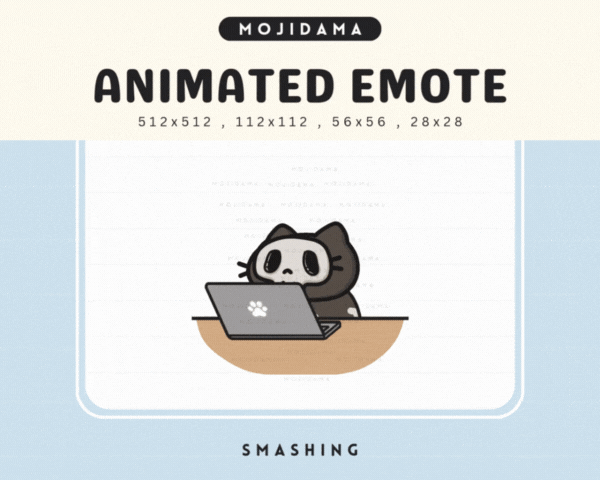 Skull Cat Smashing Emotes