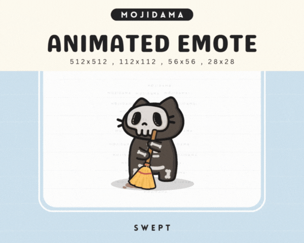 Skull Cat Broom Emotes