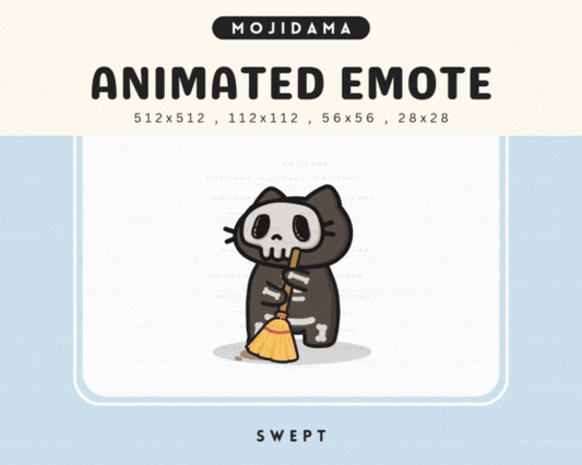 Skull Cat Broom Emotes
