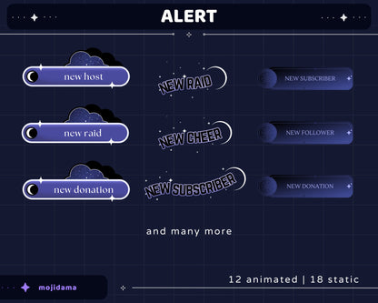 Galaxy Space Animation Stream Pack Dark Galaxy Star Animated Overlay Full Streaming Bundle Just Chatting Vtuber Friendly Emotes Panel Alerts