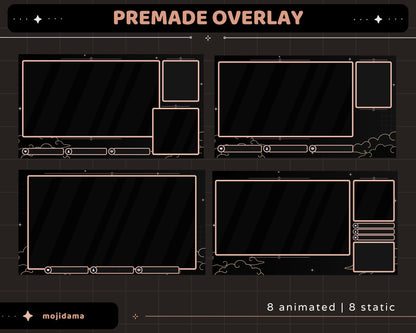 Black Space Animation Stream Pack Dark Aesthetic Star Animated Overlay Full Package Streaming Bundle Just Chatting Vtuber Friendly Emotes